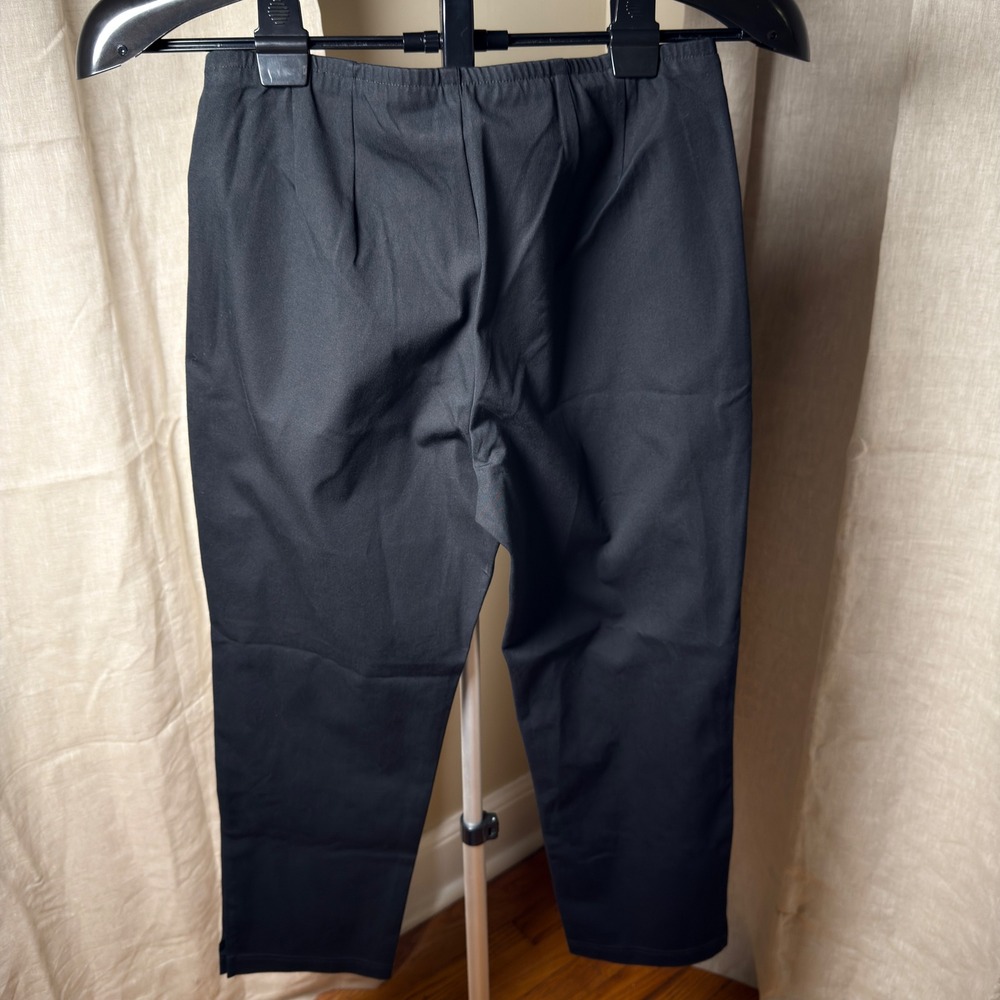 Eileen Fisher Petite PP Black Slim Ankle Pants Side Zip Organic Cotton Stretch - Picture 2 of 9